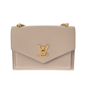 Louis Vuitton My Lock Me Chain Bag Greige Brown Gray Leather Shoulder Crossbody